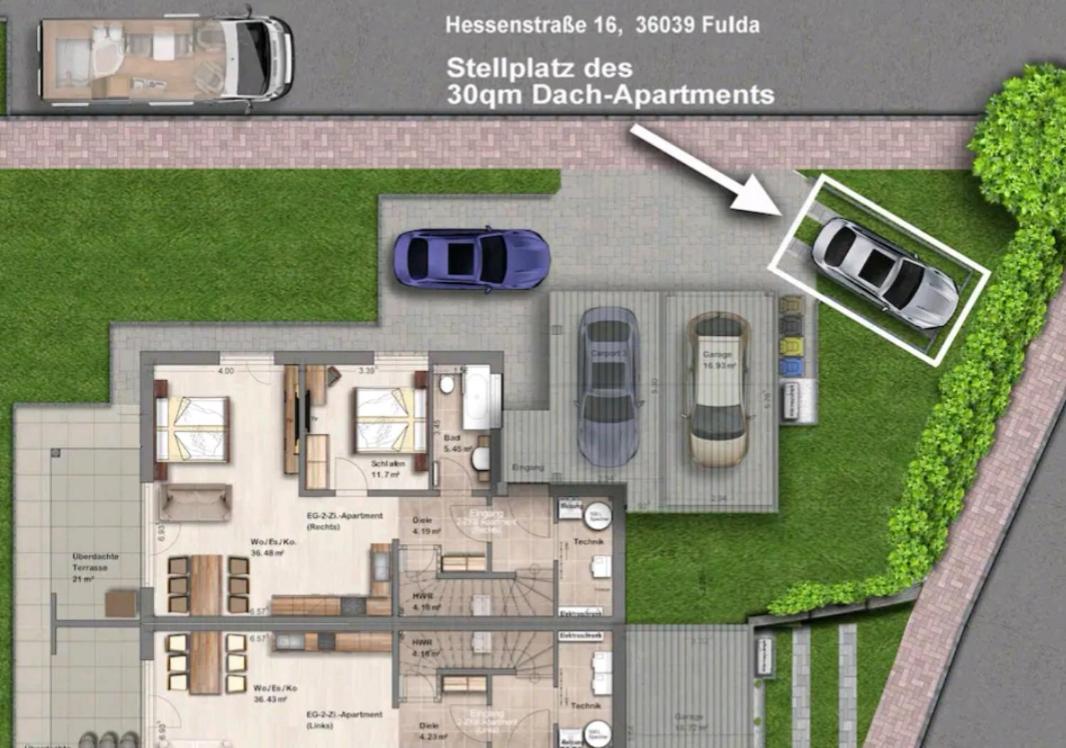 -Neubau- 30Qm Dach-Apartment Фульда Экстерьер фото